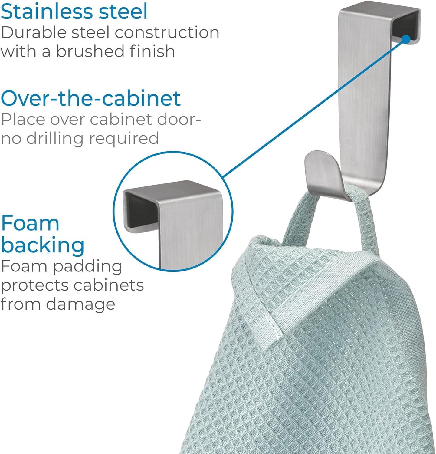 iDesign 29420 Towel Hook, Over-Cabinet, Brushed Stainless Steel