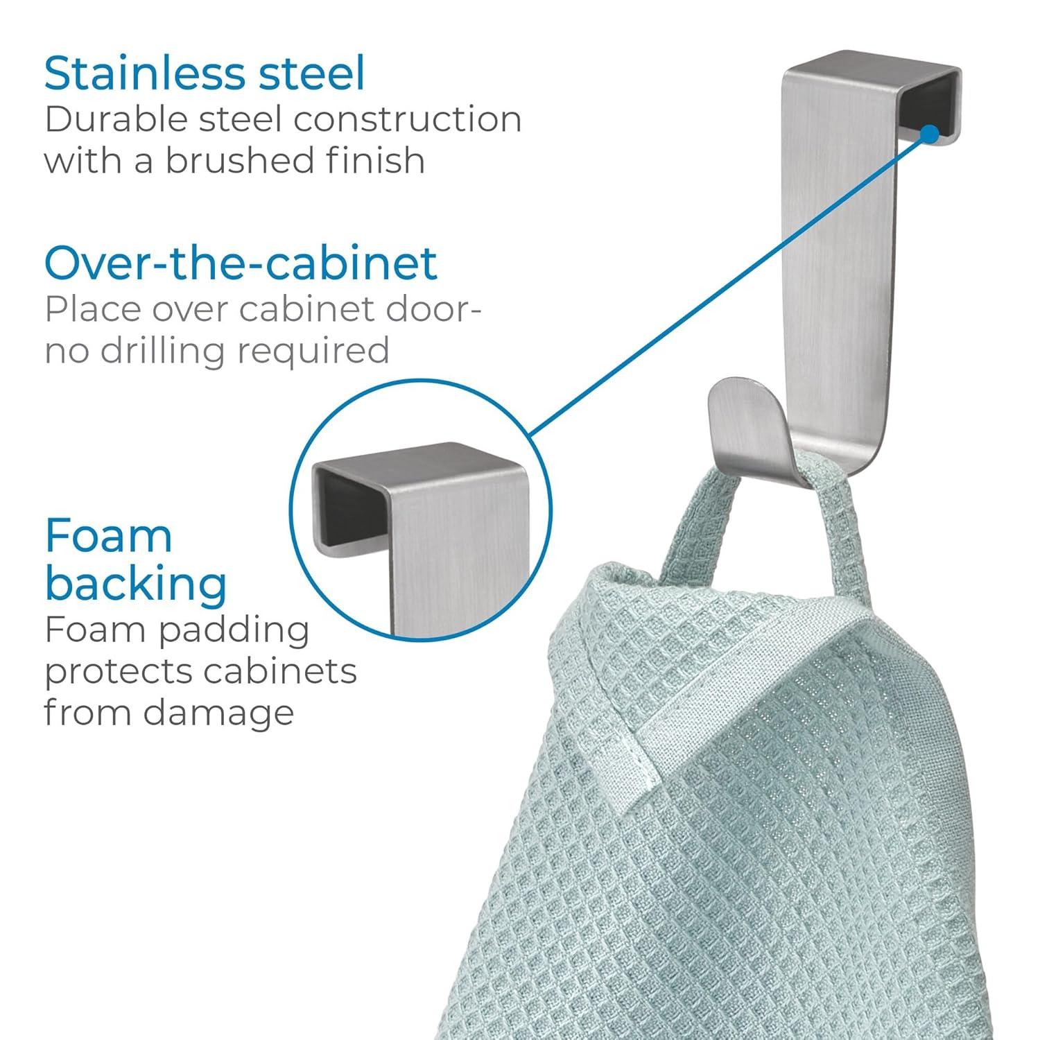 iDesign 29420 Towel Hook, Over-Cabinet, Brushed Stainless Steel