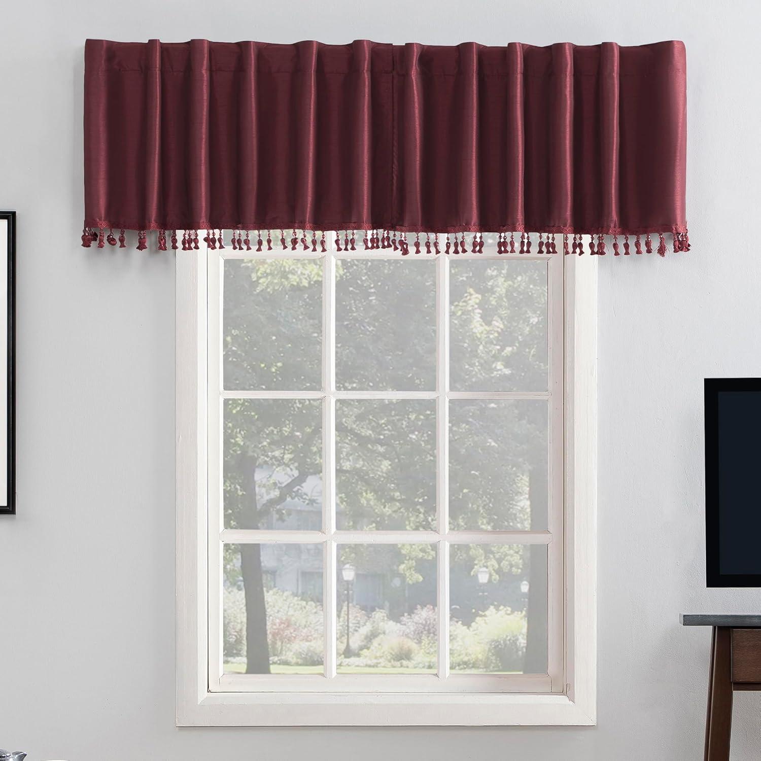 Sun Zero Sun Zero Evelina Faux Dupioni Silk Thermal Extreme 100% Blackout Back Tab Window Valance