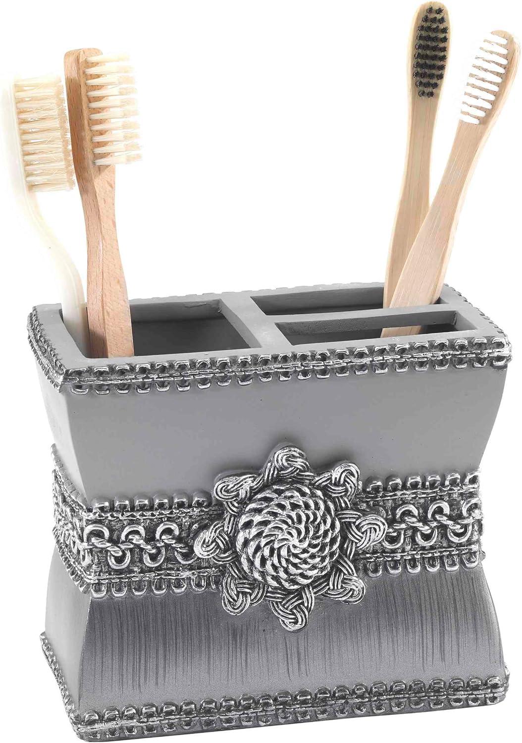 Braided Medallion Gray and Silver Resin Bath Accessory Set