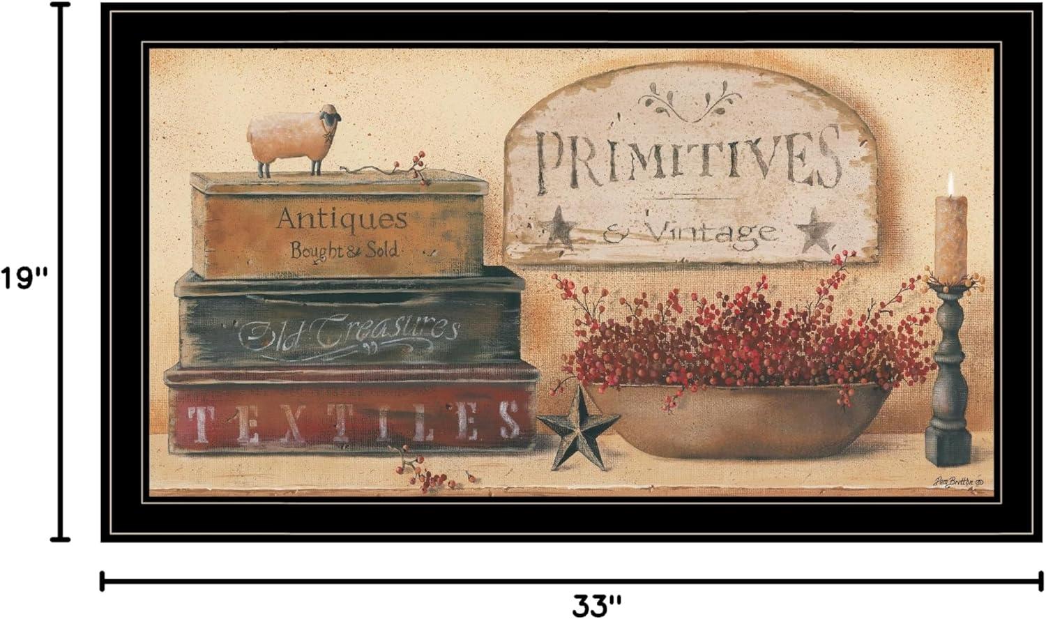 Vintage Primitive Black Framed Canvas Print, 33" x 19"