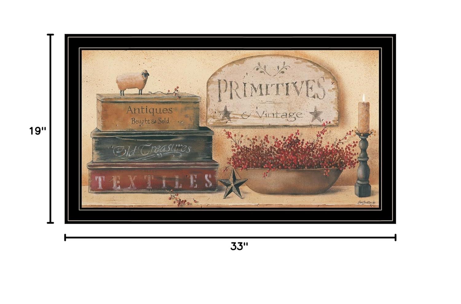 Vintage Primitive Black Framed Canvas Print, 33" x 19"