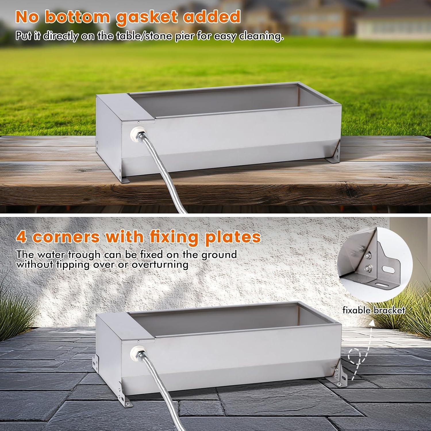 Automatic Dog Water Bowl Dispenser Large Breed Outdoor Stainless Steel Automatic Livestock Water Trough Large Capacity Auto Fill Dog Waterer with Float Valve, for Dog Chicken Geese Duck Goat Pig