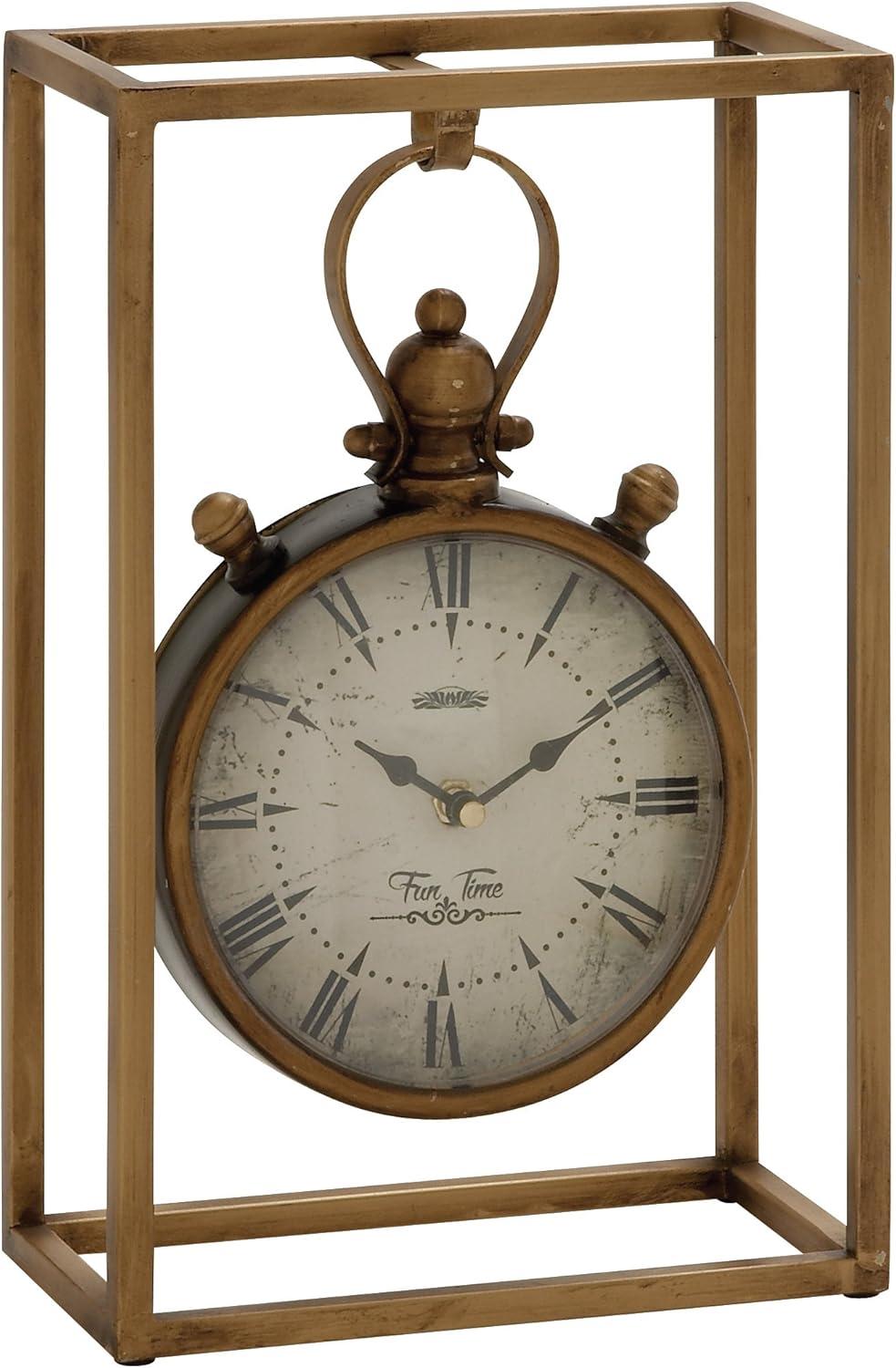 Bronze Metal and Wood Vintage Table Clock