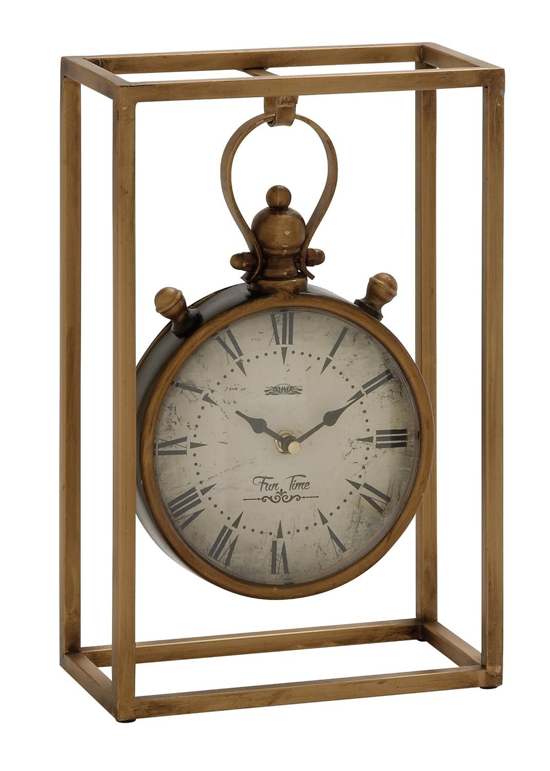Alcott Hill® Canete Traditional Roman Numeral Metal Quartz Movement / Crystal Tabletop Clock in Brass