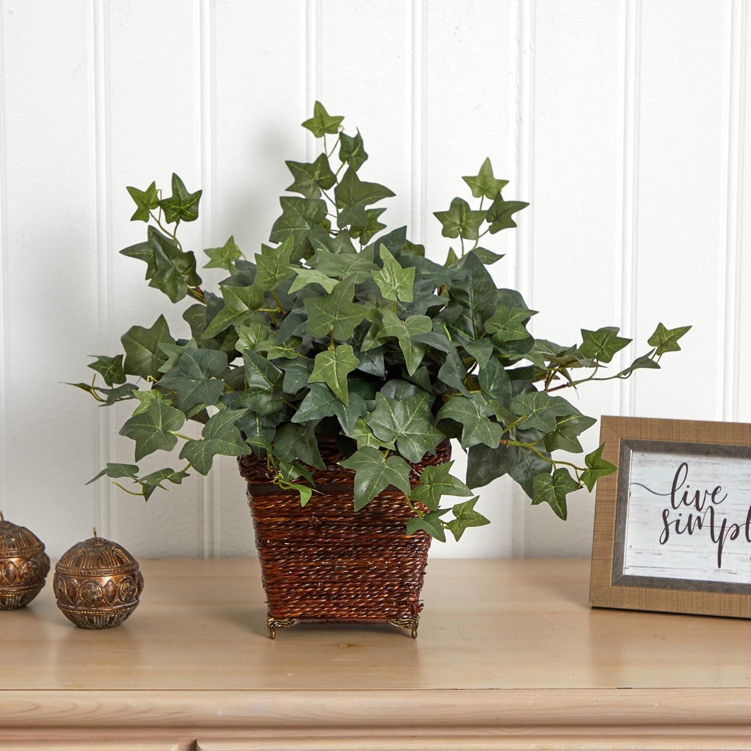 Potted Silk Ivy in Coiled Rope Planter