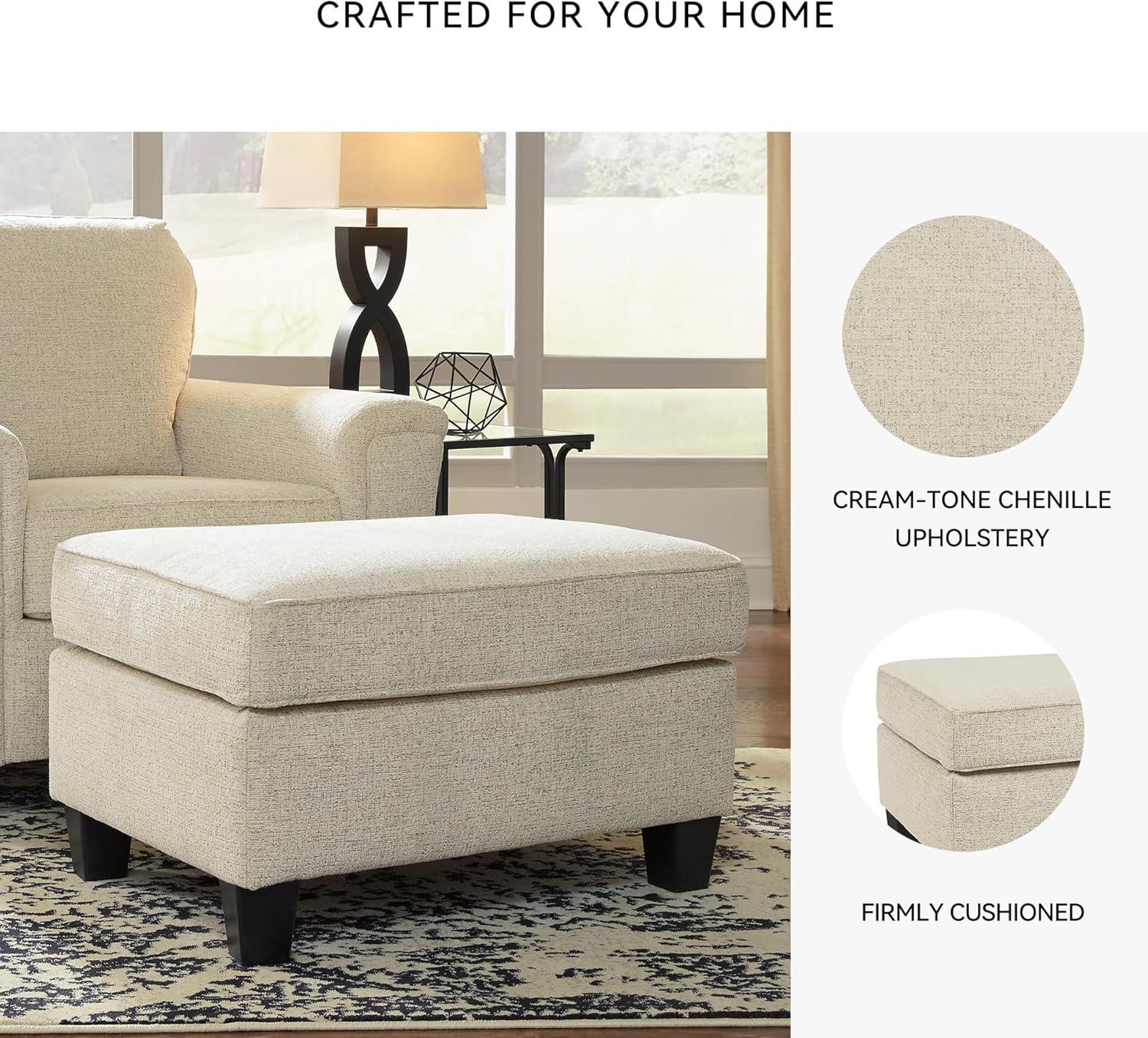 Oversized Abinger Accent Ottoman Natural - Signature Design by Ashley: Modern Square Upholstered Bench, Textured Finish
