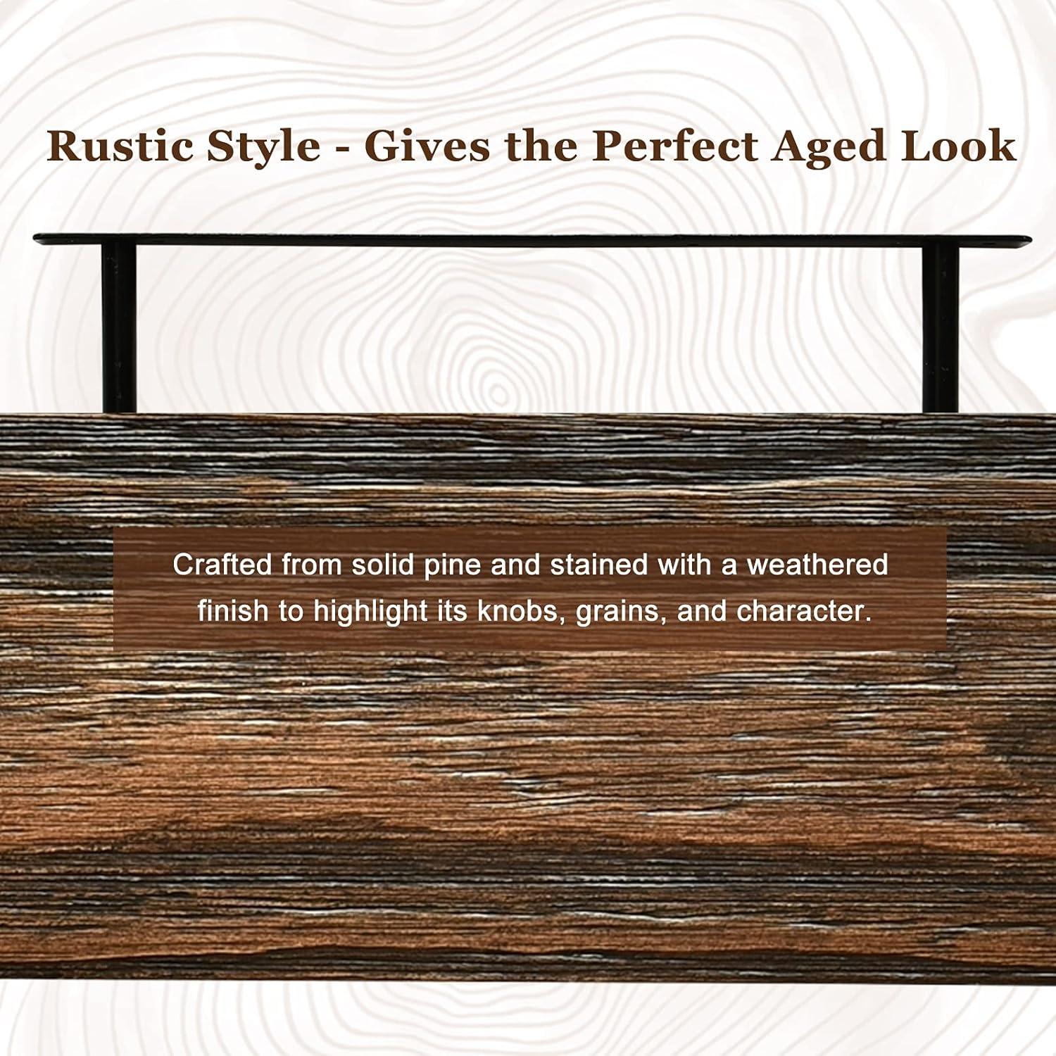WELLAND Bradley Handmade Wood Floating Shelves Rustic Wall-Mounted Shelves, Set of 2, Walnut Finish