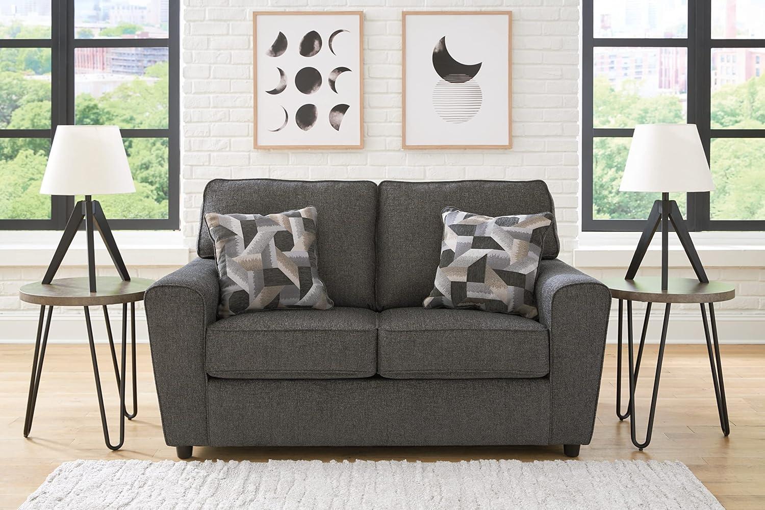 Ashley Furniture Cascilla Contemporary Fabric & Wood Loveseat in Gray