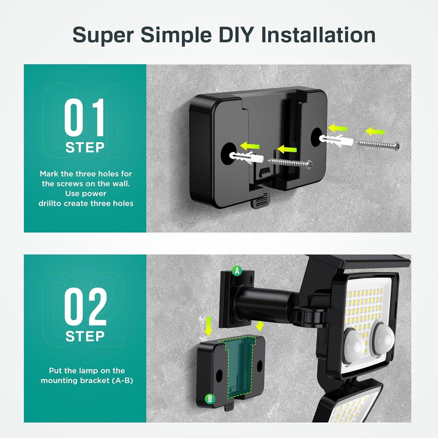 Modern Black Solar LED Outdoor Floodlights with Motion Sensors