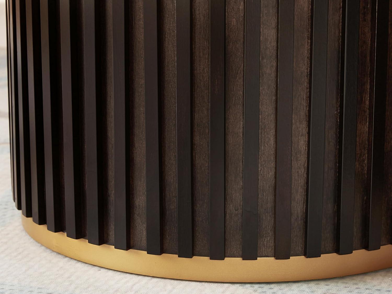 Handcraft Round Coffee Table Set of 2,Brown Nesting Side Table End Table,Modern Drum Side Table for Small Space,Living Room,Office,Bedroom-Cuddlewood