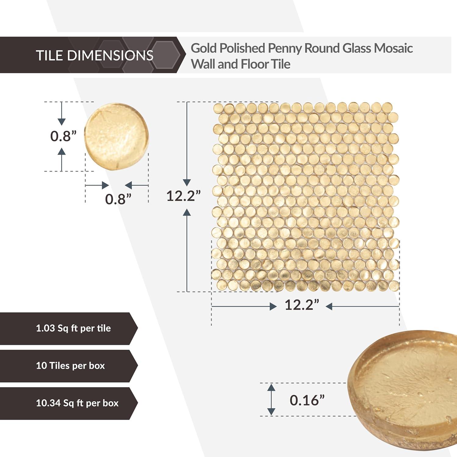 12.2" x 12.2" Glass Penny Round Mosaic Wall & Floor Tile