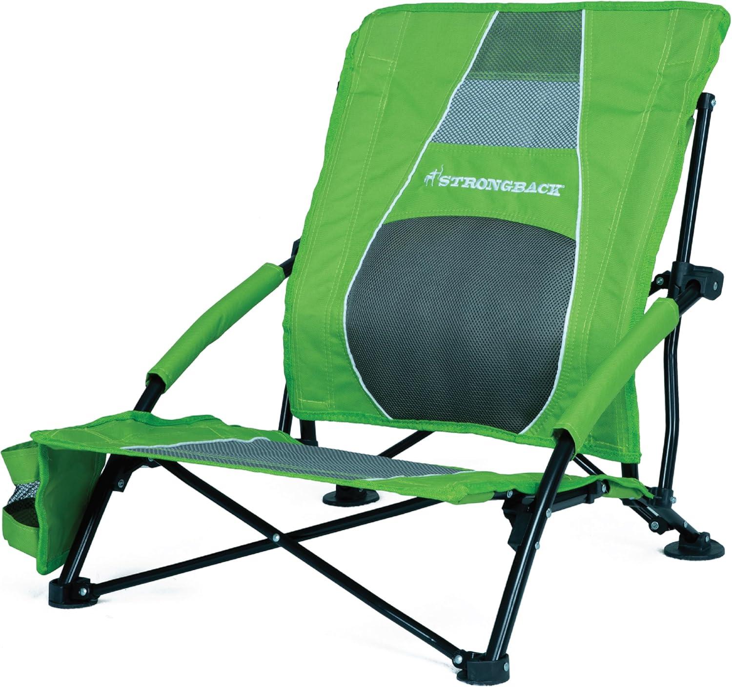 Lime Green and Grey Mesh Low Gravity Beach Chair with Arms