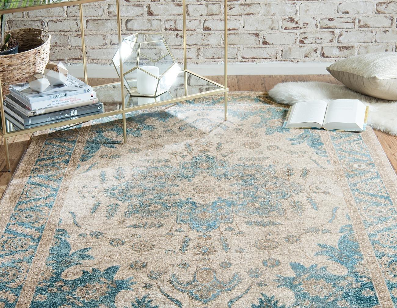 Unique Loom 4' 1 x 4' 1 Round Cream Salzburg Altstadt Area Rug