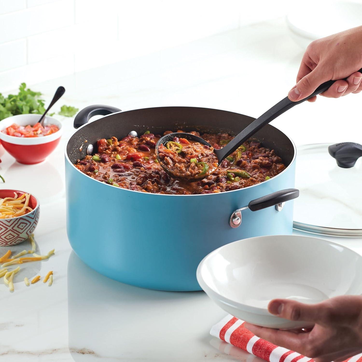 Farberware 10.5qt Aluminum Nonstick Covered Stockpot Black: Dishwasher-Safe, Electric & Gas Compatible Cooking Pot