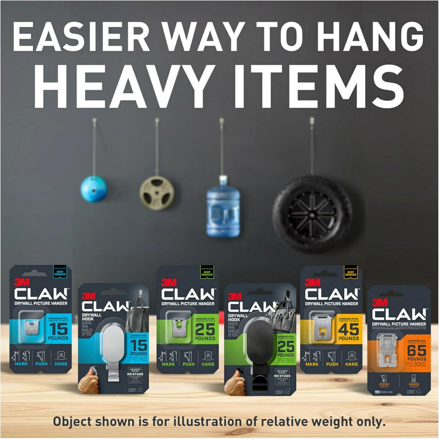 3M CLAW 25 lb. Black Metal Drywall Hooks with Picture Hangers