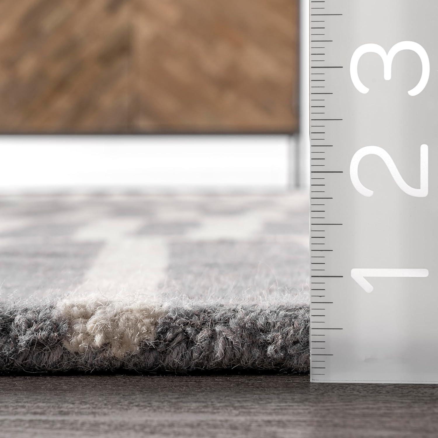 Nuloom Lemuel Geometric 3x5 Wool Accent Indoor Area Rug for Living Room Bedroom Dining Room Entryway Kitchen, Grey/Ivory