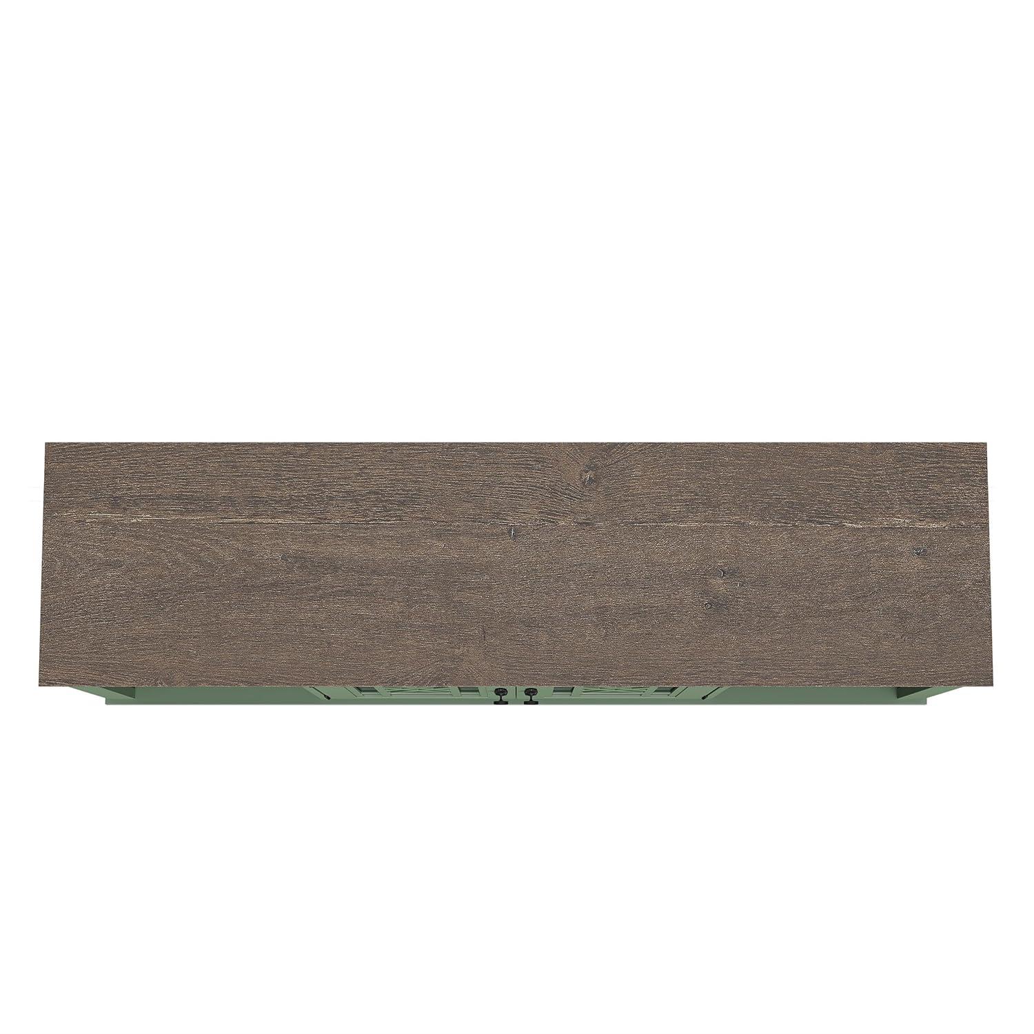 LIVILAND 60" Vintage TV Stand with Carved Doors for TVs Up to 70" - Green