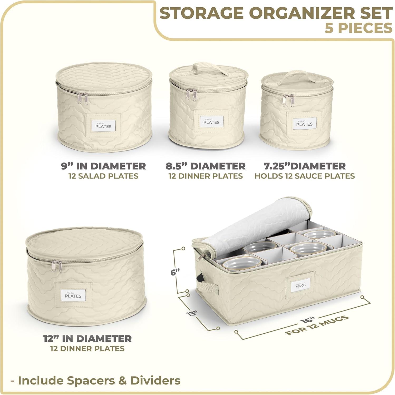 Sorbus Dinnerware Storage 5-Piece Set — Service for 12