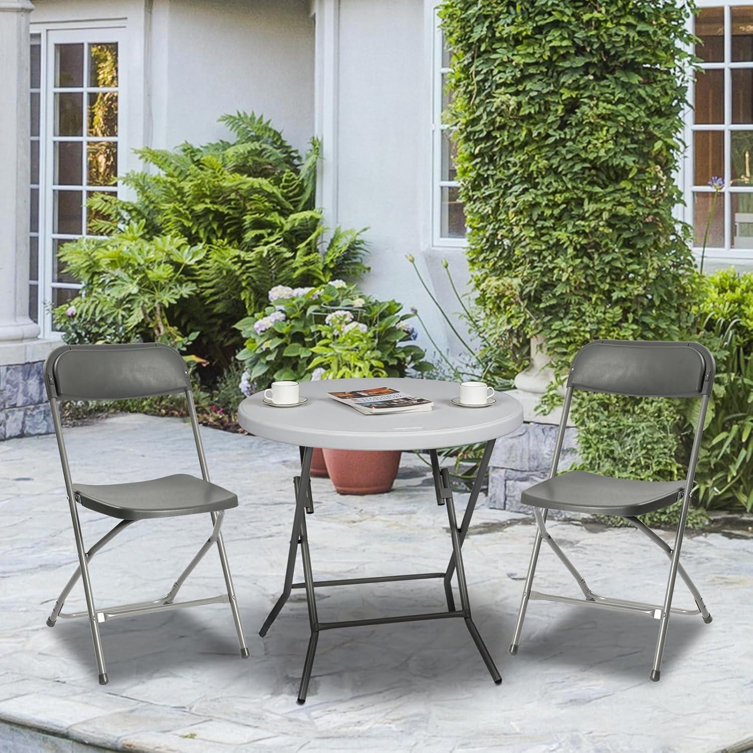 GARTOOO 10 Pack Plastic Folding Chair, Stackable Steel Frame Chairs,Portable Commercial Chair for Home, Office, Wedding, 550lbs Weight Capacity