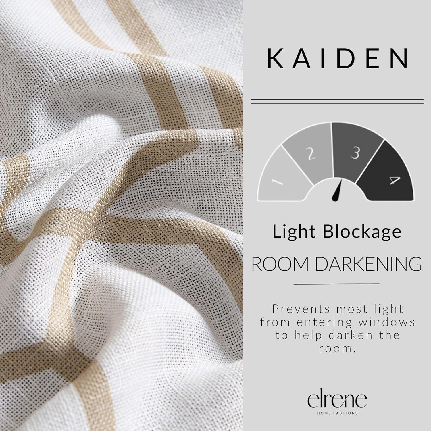 Kaiden Rustic Vogue Geometric Room Darkening Single Window Curtain Panel - 52" x 95" - Taupe - Elrene Home Fashions