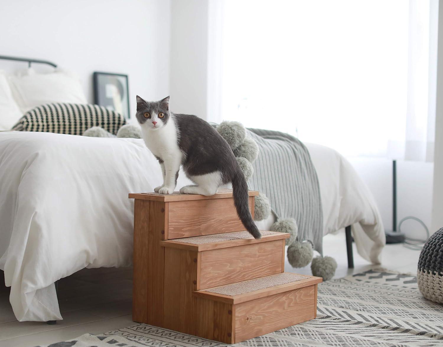 Canadian Hemlock Wooden Pet Stairs with Storage