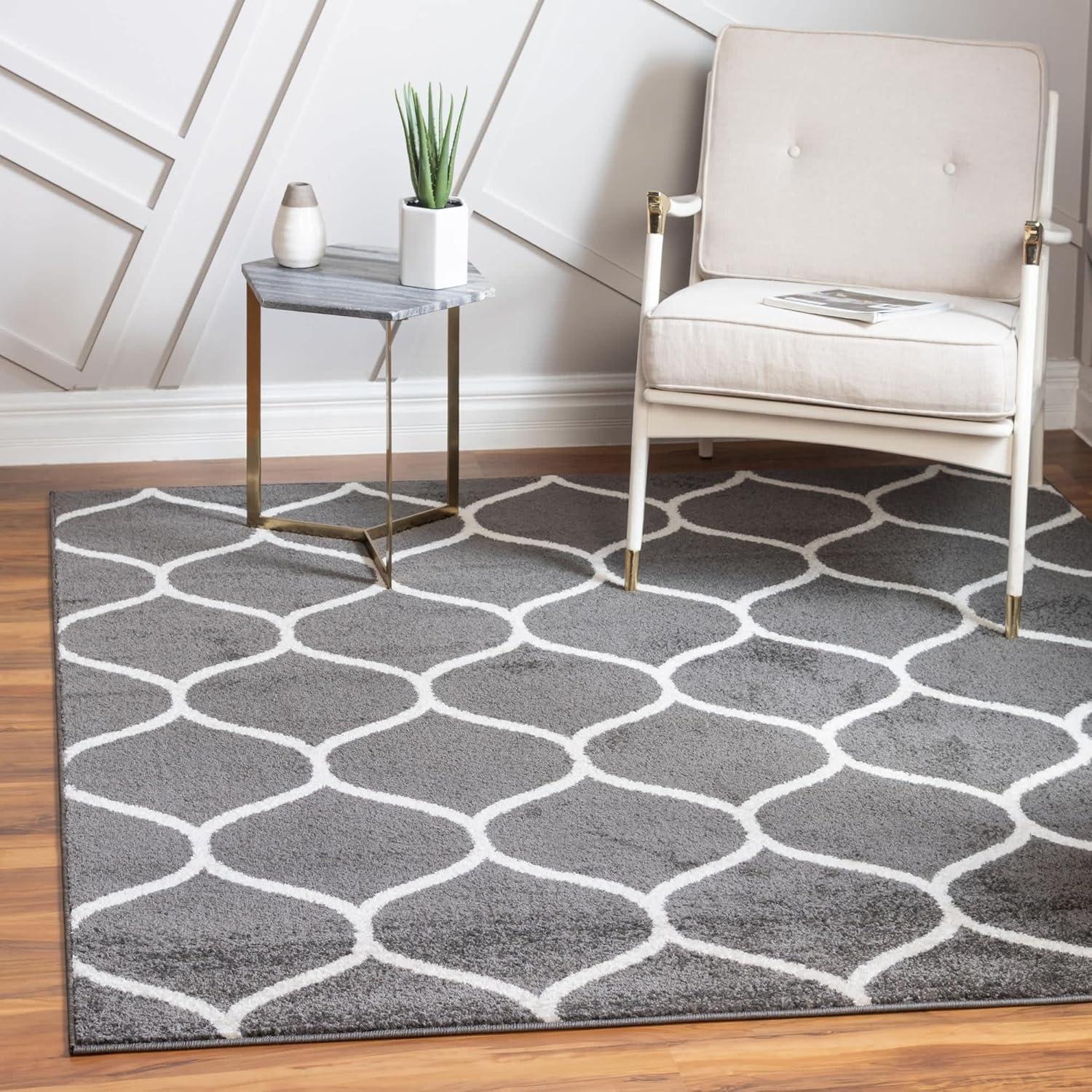 Unique Loom Trellis Frieze Rounded Area Rug