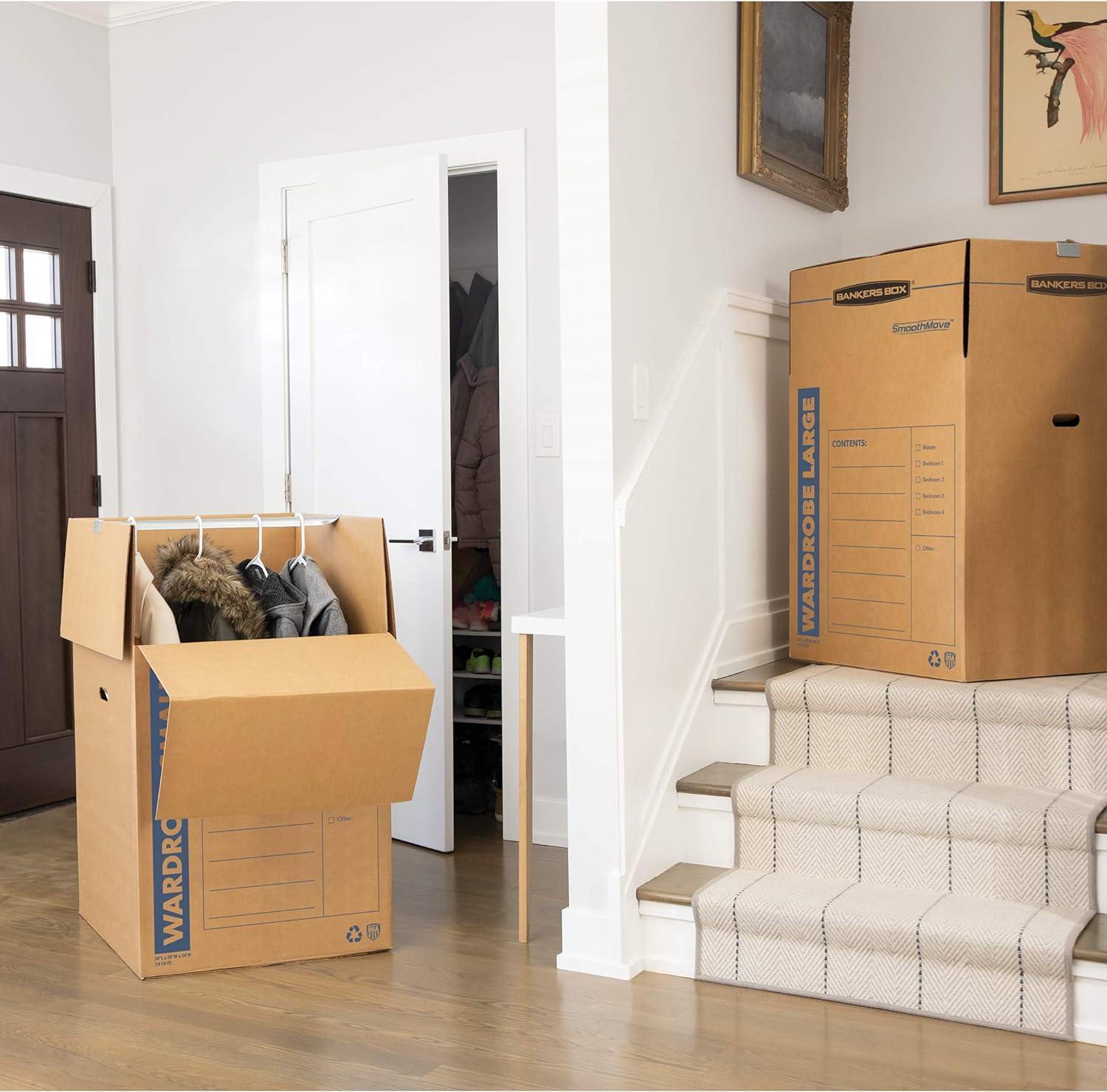 Bankers Box 3pk SmoothMove Tall Wardrobe Moving Boxes 24" x 24" x 40" - Fellowes