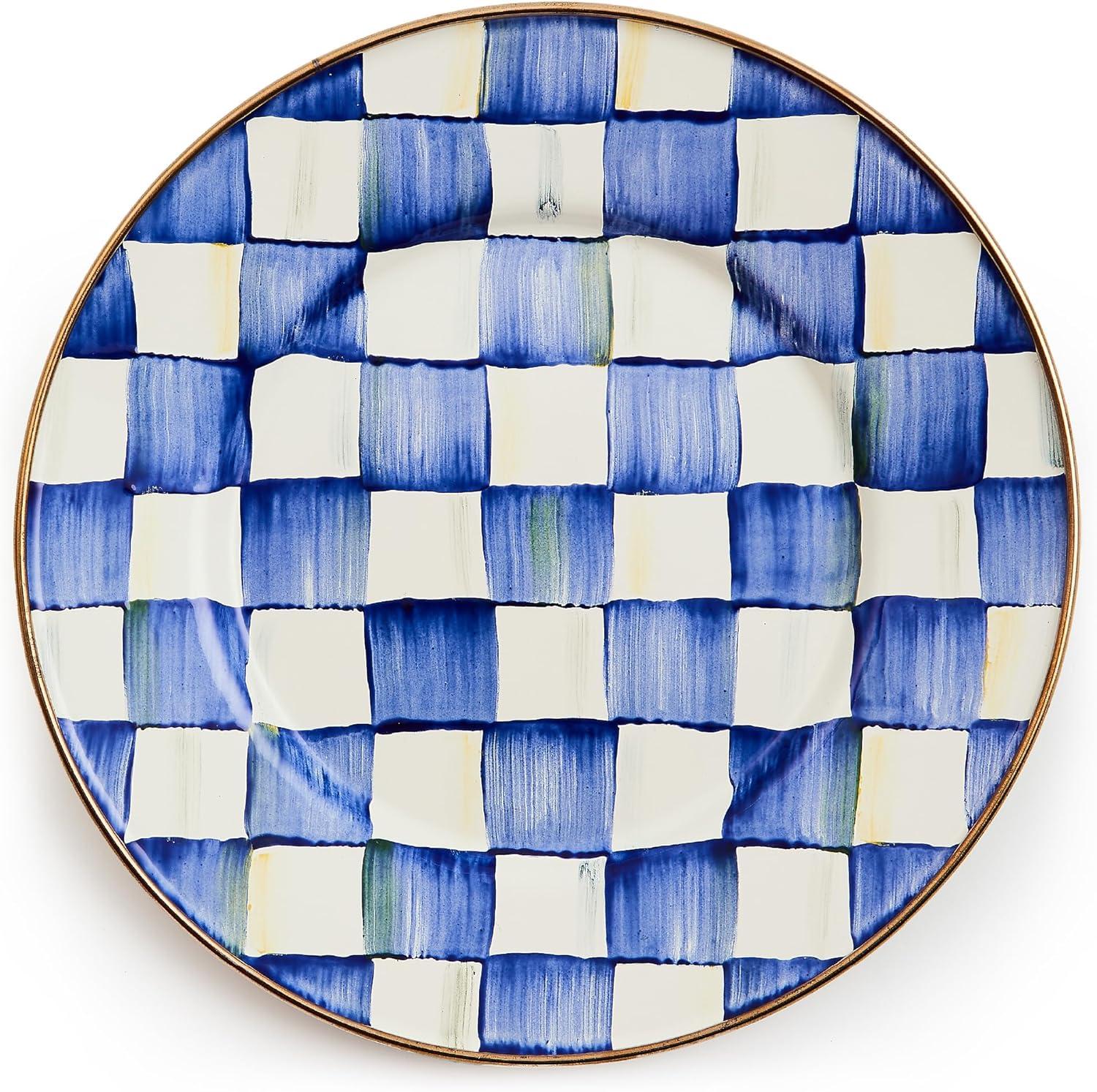 Blue and White Hand-Painted Ceramic Salad Plate, 8 Inches
