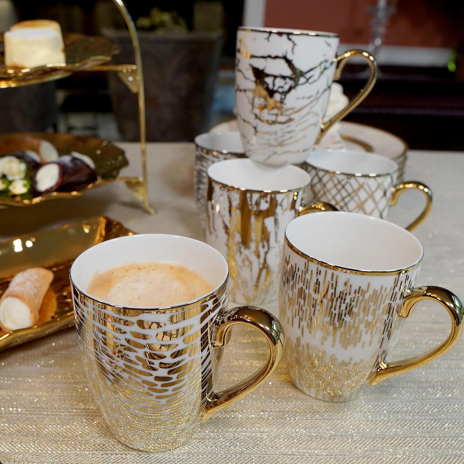 Certified International Set Of 6 Gold Plated Mugs