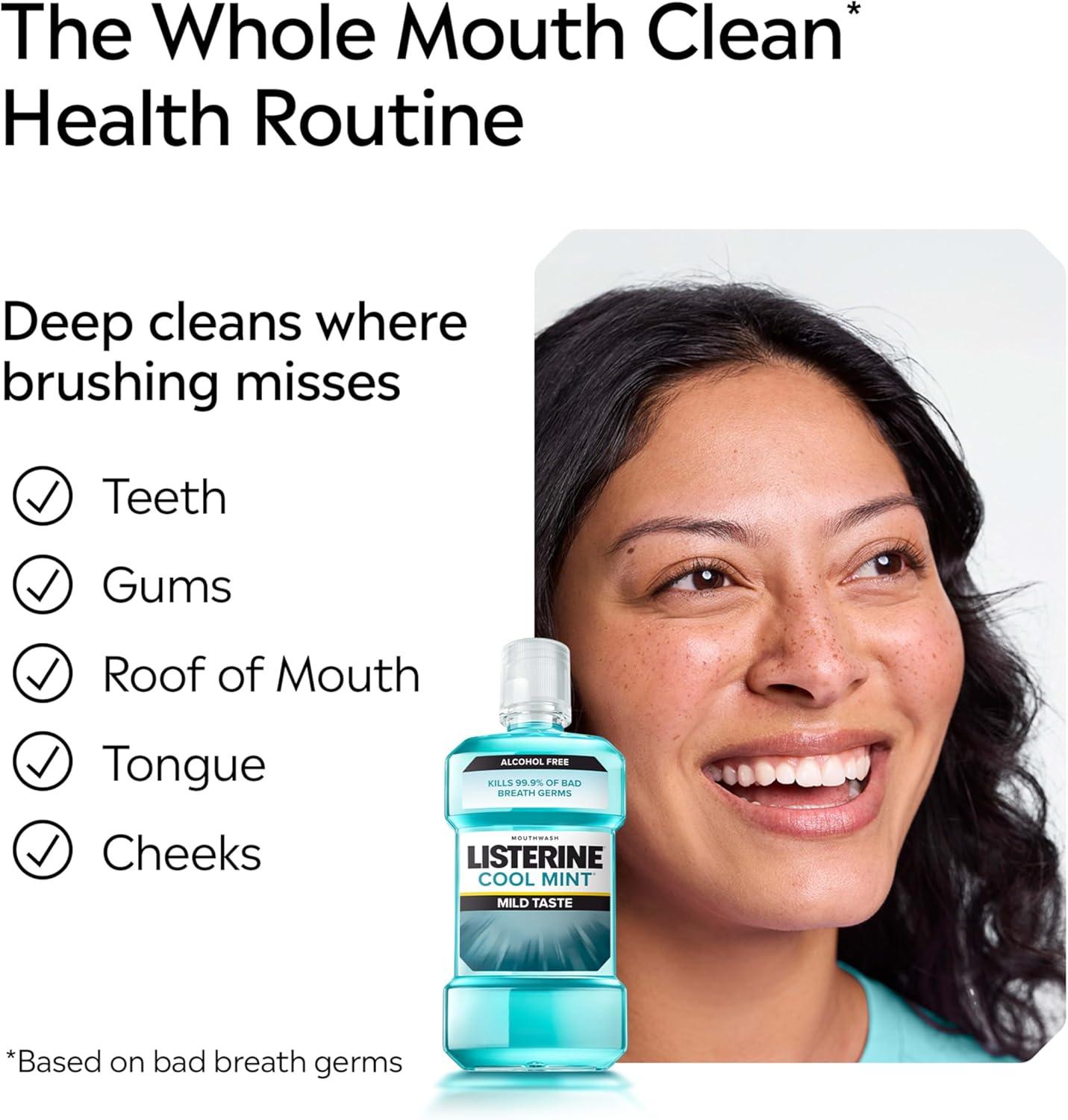 Listerine Zero Alcohol Antiseptic Mouthwash for Bad Breath and Plaque - Cool Mint - 33.8 fl oz