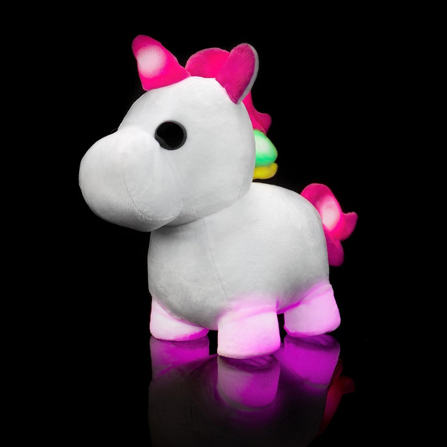 White and Pink Light-Up Plush Unicorn Toy