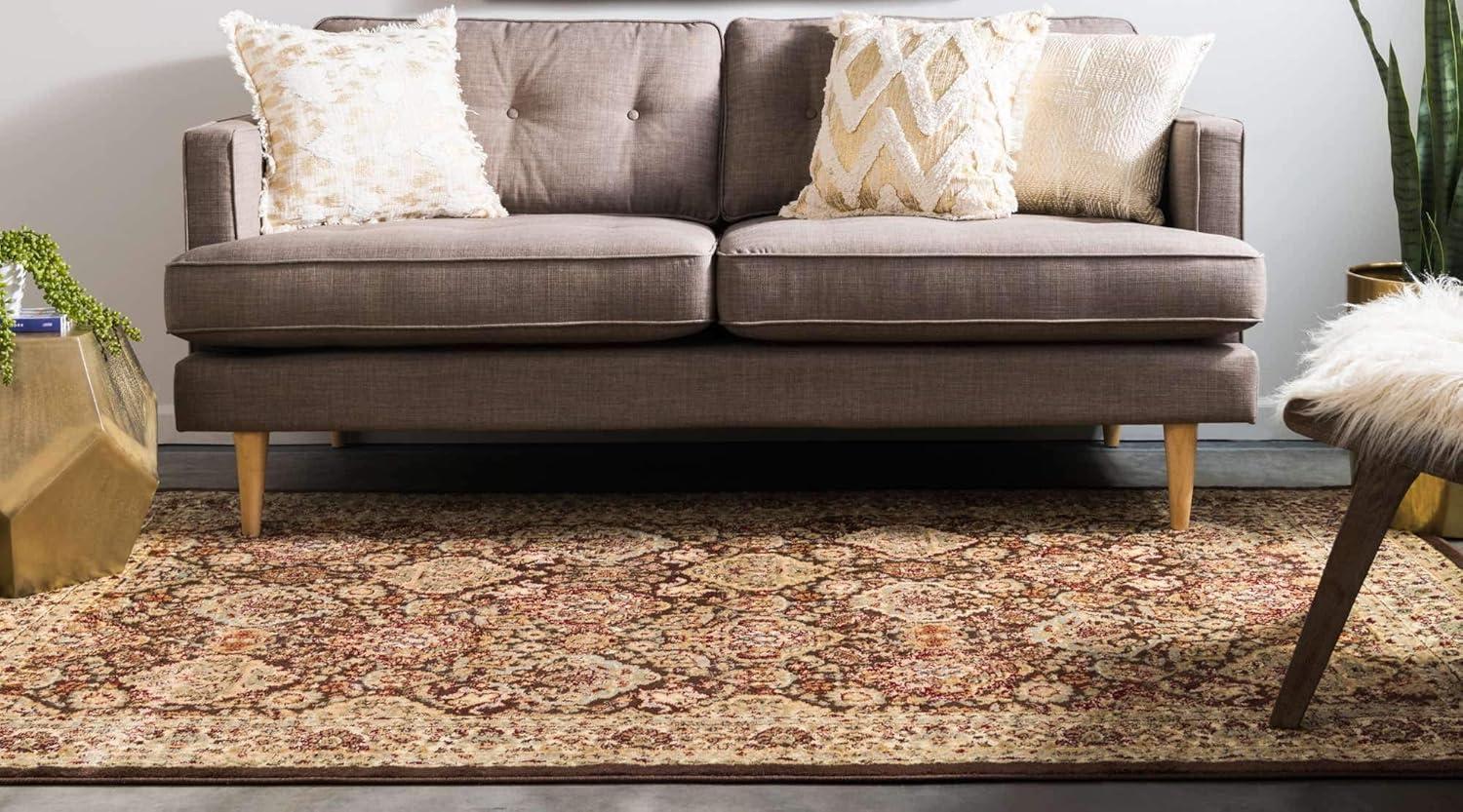 Handmade Rectangular 9' x 12' Easy-Care Brown Synthetic Rug