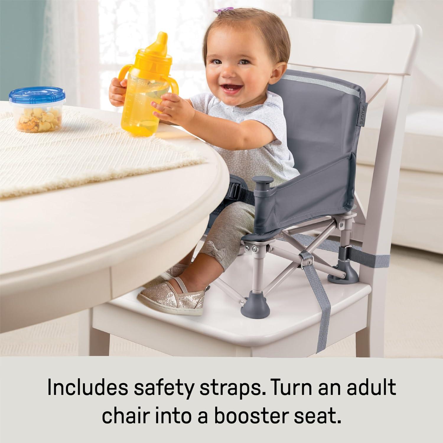 Summer by Ingenuity Pop 'N Sit Portable Infant Booster Seat, Grey, 6+ Months
