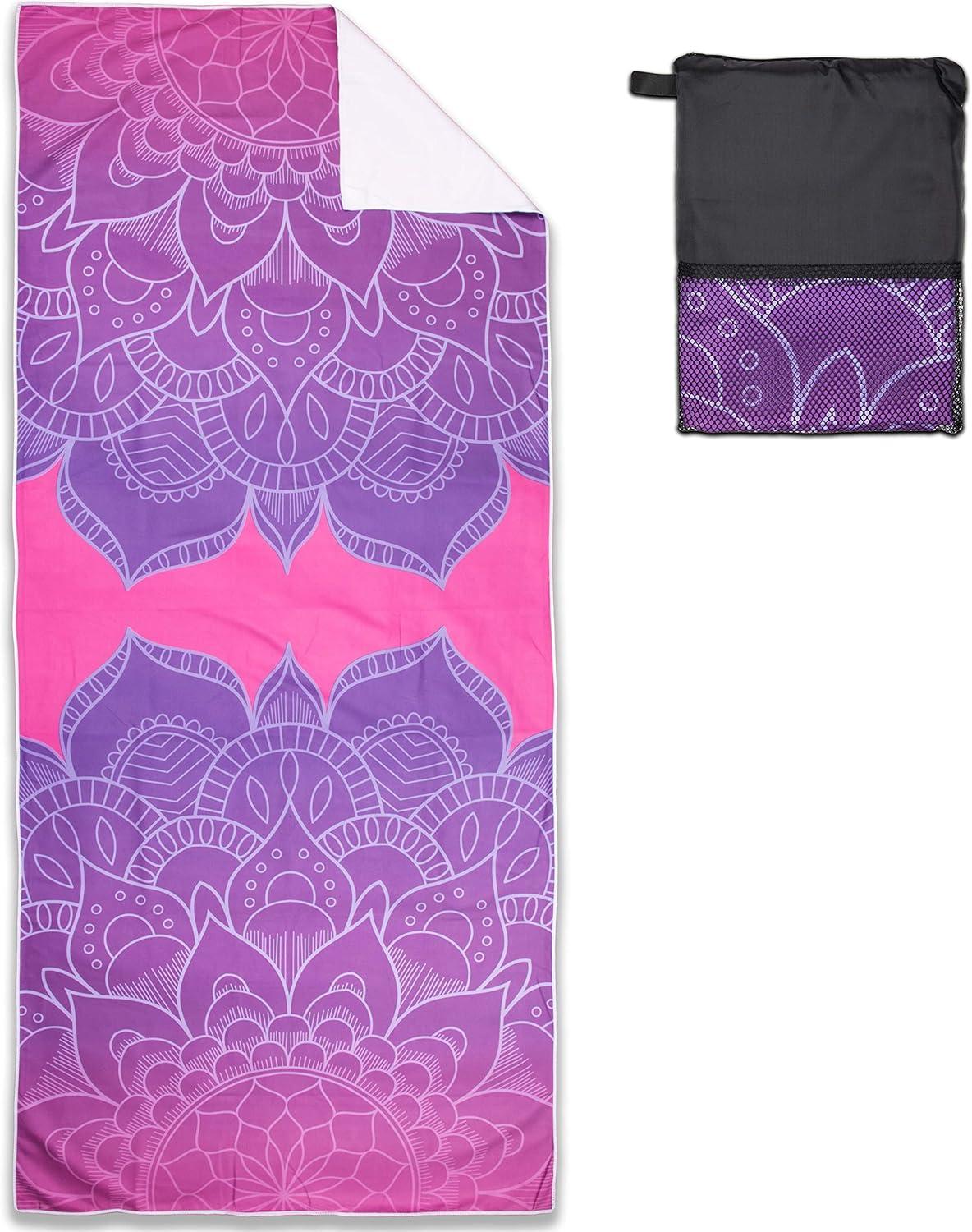 Arkwright Mandala Microfiber Beach Towels (30x70 in.) - Oversized Beach Towel Lightweight for Spa, Bath, Pool - Purple