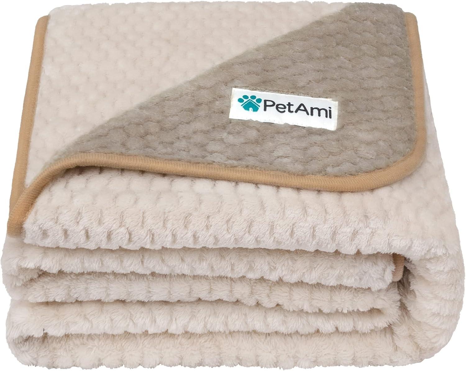 PetAmi Waterproof Dog Blanket, Leakproof Fleece Throw for Pet Cat Puppy Kitten, Reversible Washable Soft Plush Cover