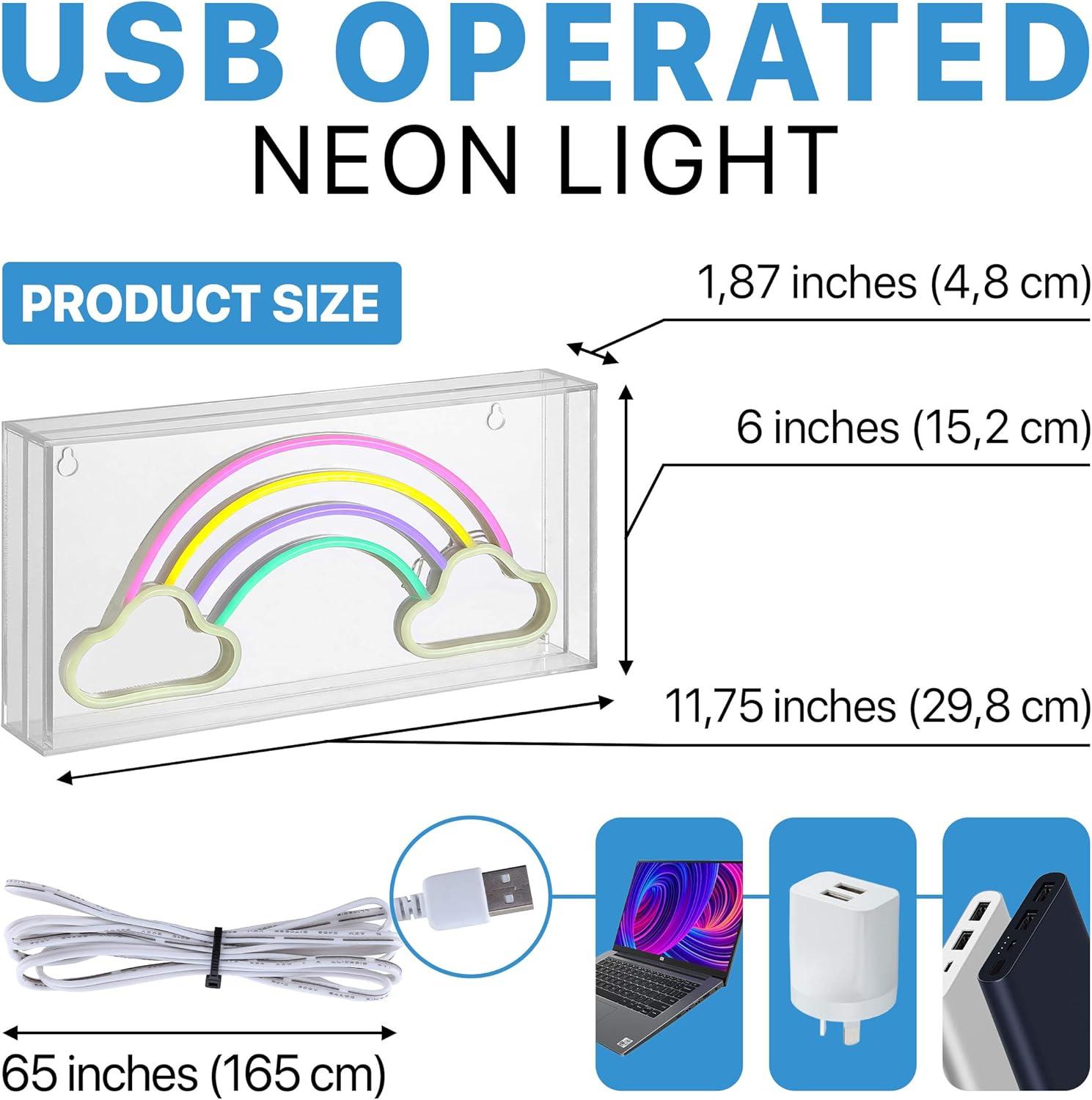 Rainbow Multi-Color Acrylic USB LED Neon Light for Nursery