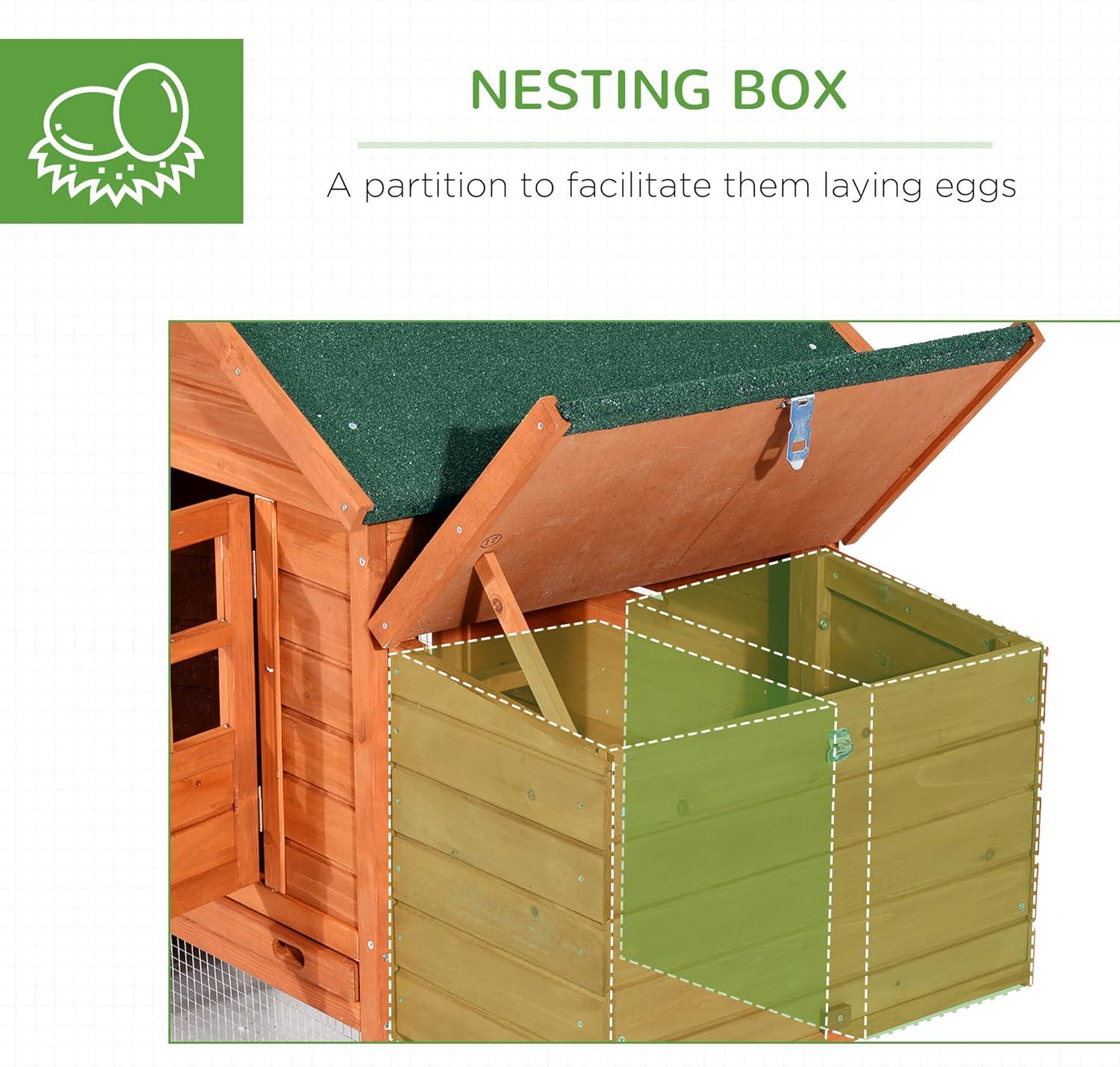 PawHut 124" Dual Chicken Coop, Wooden Large Chicken House, or Rabbit Hutch, Hen Poultry Cage Backyard with Outdoor Ramps and Nesting Boxes