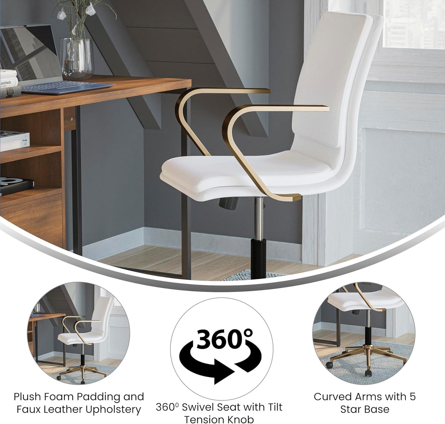 Flash Furniture Mid-Back Designer Upholstered Swivel Executive Office Chair with Armrests