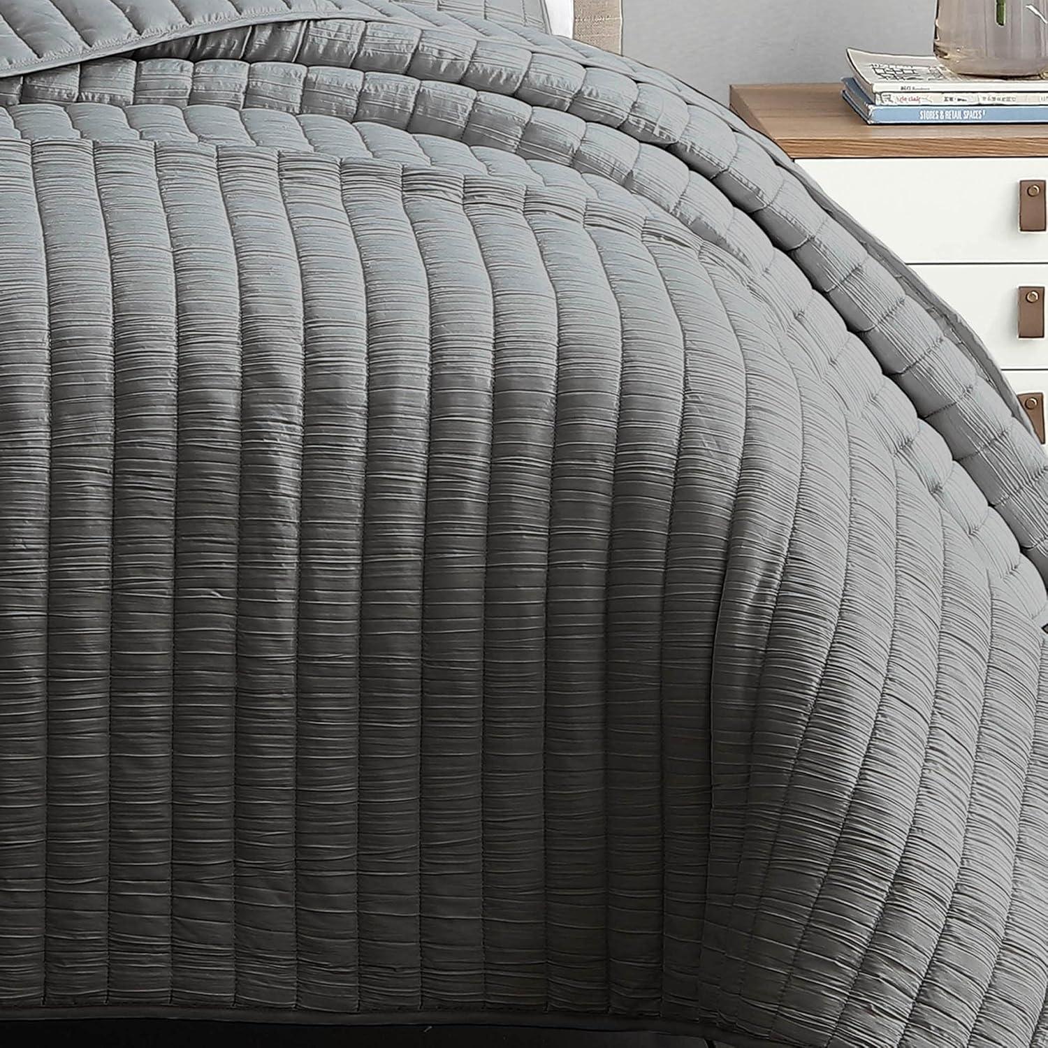 Riverbrook Home 3pc Full/Queen Moonstone Quilt Bedding Set Dark Gray: Polyester, Machine Washable, No Flange