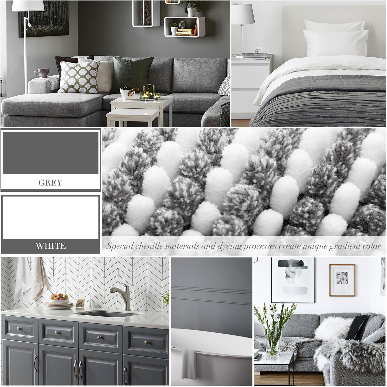 BSICPRO Bathroom Rugs and Mats Sets, 2 Piece Thick Absorbent Chenille Bath Mat Rug Set Non Slip, Soft Shaggy Bath Room Floor Mats for Bathroom, Machine Washable (20" x 47" Plus 16" x 24", Black)