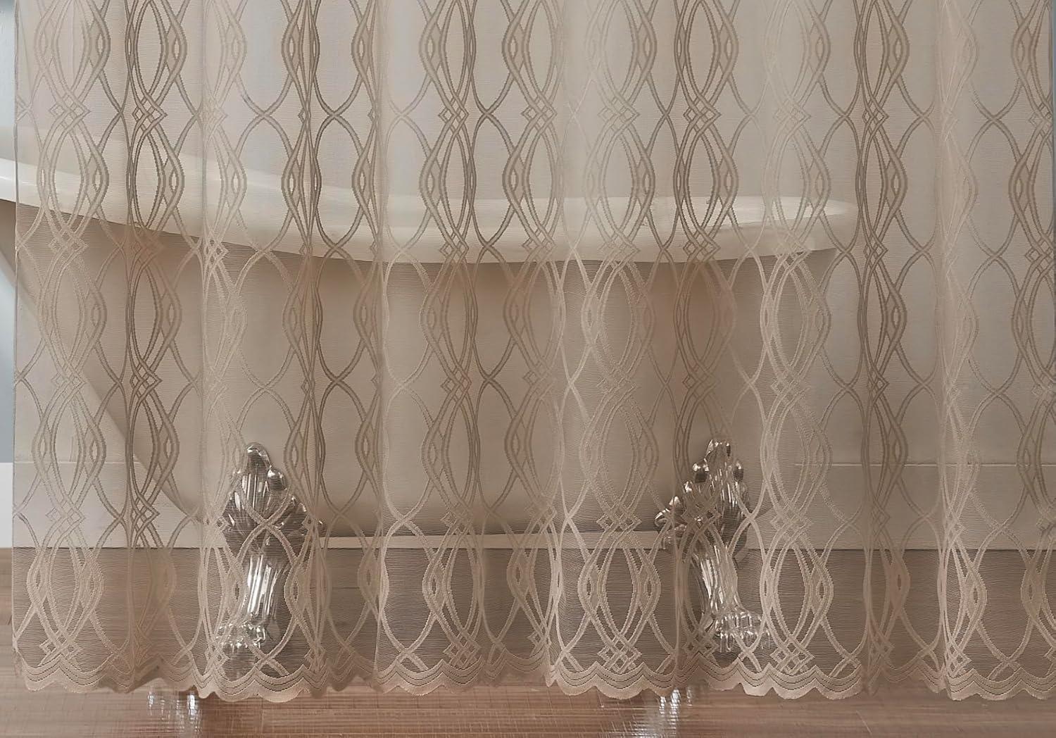 LinenZone Minimalist Shower Curtain Gold Color for Beautiful Bathroom Decor Aesthetic or Modern Bathroom Decor. 72 Inch Geometric Shower Curtain for Minimalist Decor. (Giselle Shower 72 x 72 Linen)
