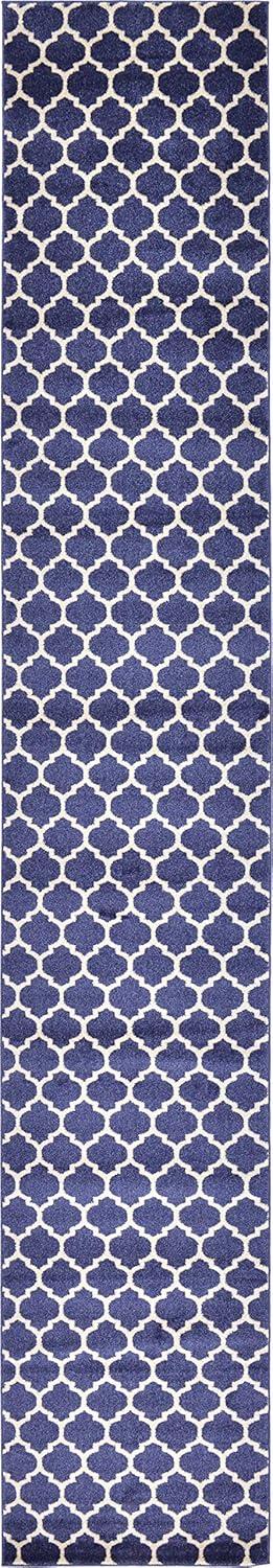 Unique Loom 2' 7 x 16' 5 Trellis Philadelphia Dark Blue Area Rug
