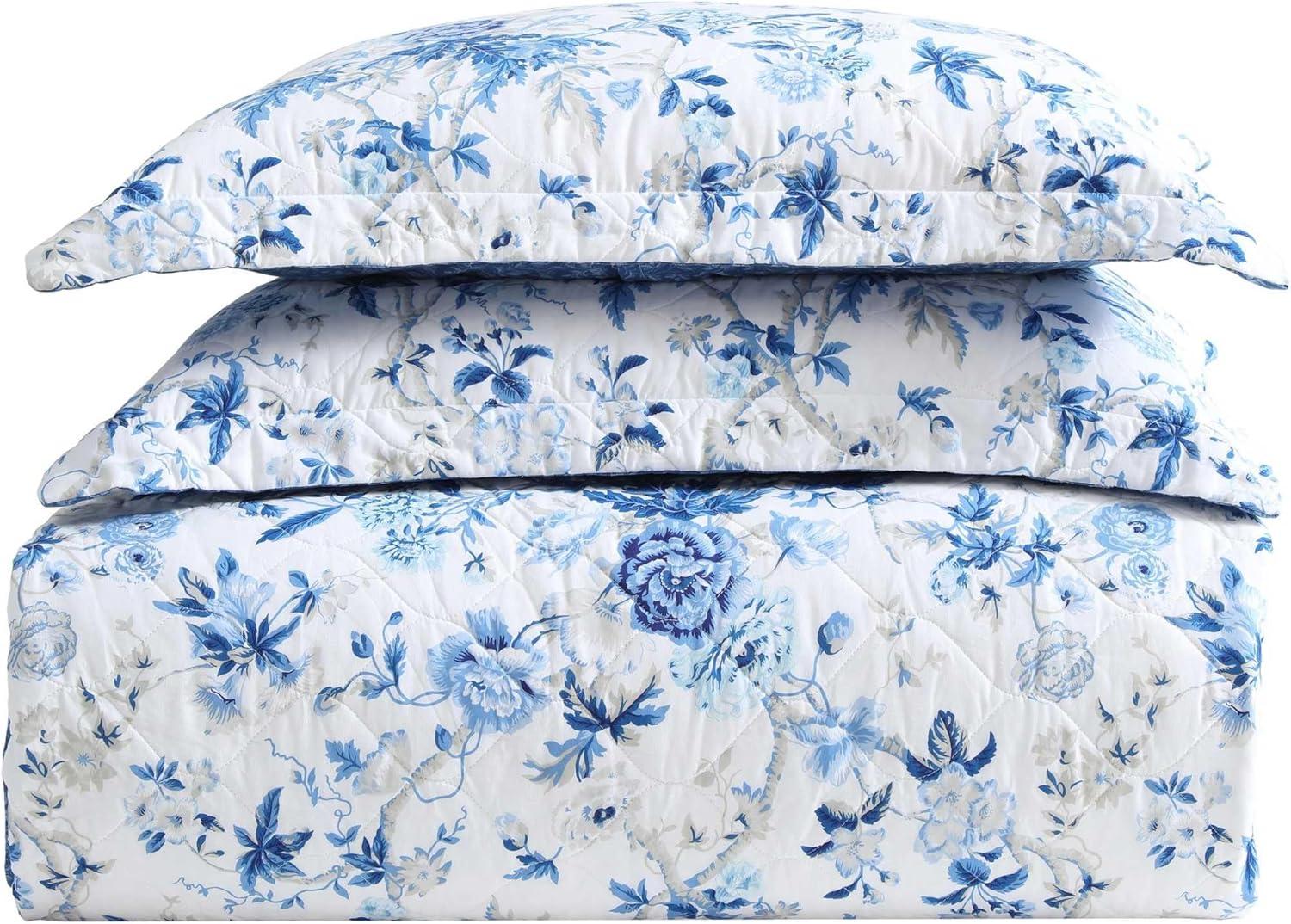 Laura Ashley Breezy Floral Cotton Reversible Quilt Set