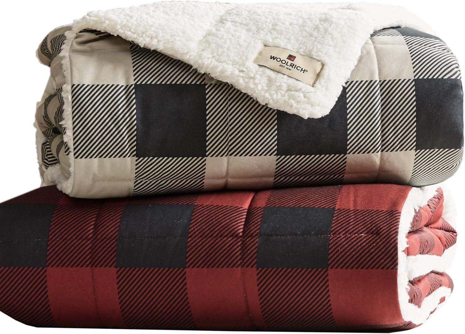 Cozy Cabin Oversized Sherpa Reversible Throw Blanket 50x70 in Red Plaid