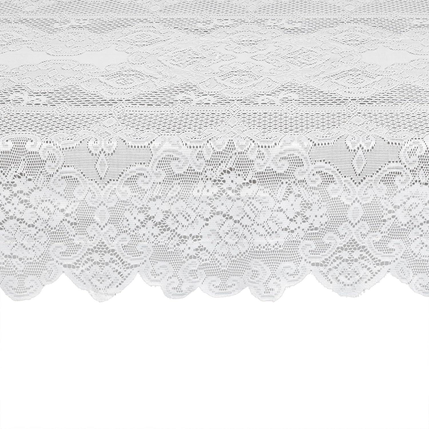 Juvale White Lace Tablecloth for Rectangular Tables, Vintage Style Wedding Table Cloths for Formal Dining, 60 x 97 In