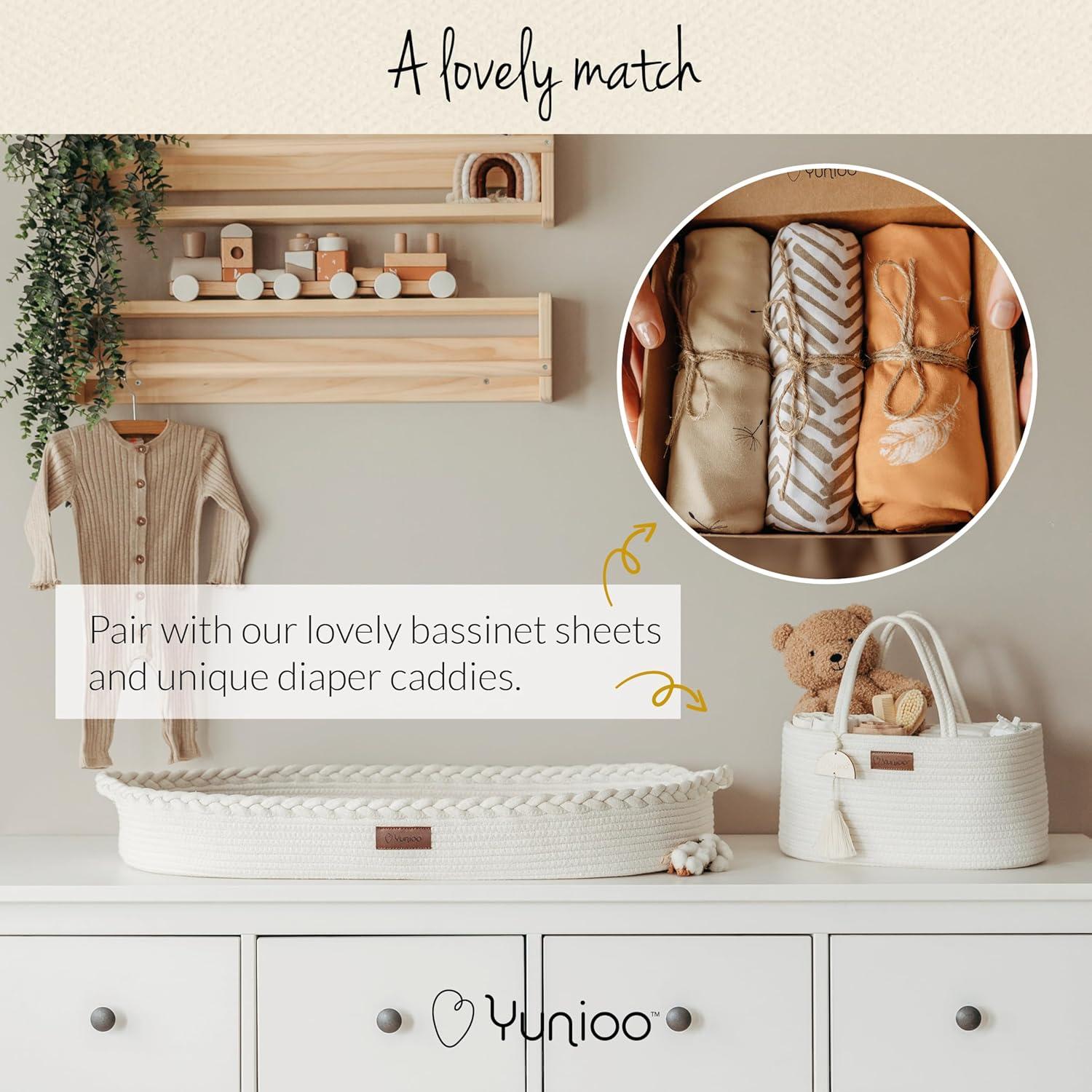 Baby Changing Basket, Portable Diaper Changing Pad, Moses Basket for Newborns, Changing Table Topper for Baby Nursery, Waterproof Travel Pad Cover, White