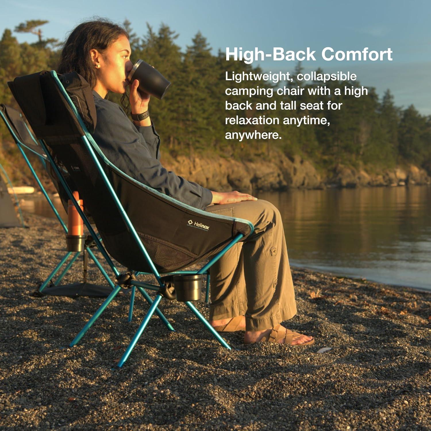 Black and Blue High-Back Lightweight Camping Chair