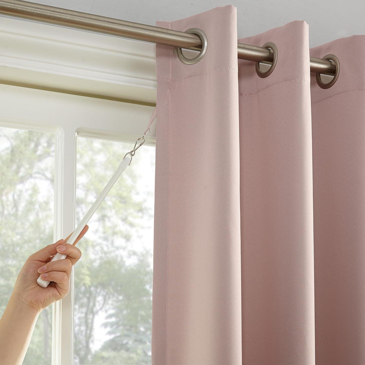 Sun Zero Bartlett Grommet Room Darkening Extra Wide Patio Curtain Panel, 100"x84", Blush Pink