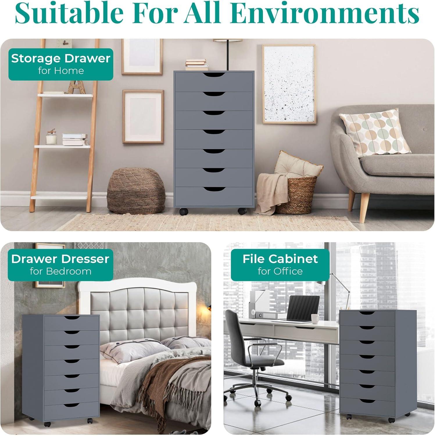 Naomi Home 9-Drawer Office Storage Cabinet - Color: Gray, Size: 9 Drawer